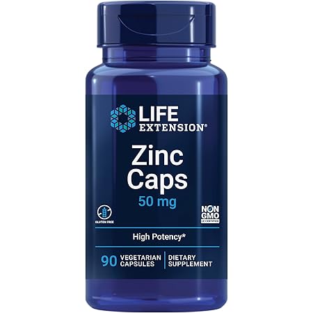 Life Extension Zinc Caps High Potency 50 mg 90 Vegetarian Capsules