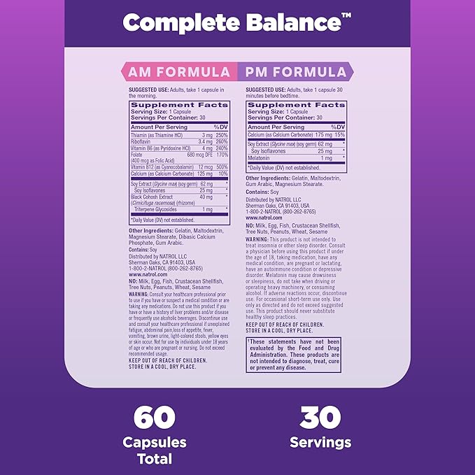 Natrol Complete Balance Menopause Relief AM/PM Formula