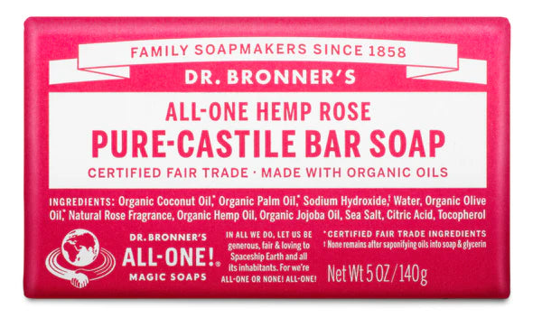 Dr. Bronner's All-One Hemp Rose Pure-Castille Bar Soap