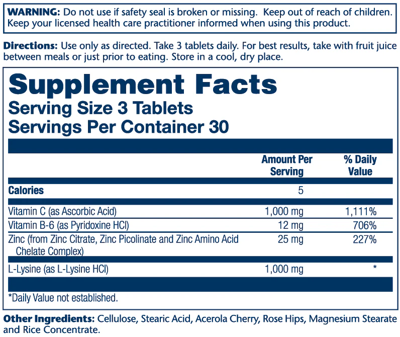 Solaray L-Lysine 1000mg (per serving)