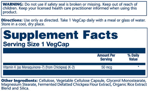 Solaray Vitamin K-2 Menaquinone-7 50 mcg (30 VegCaps)